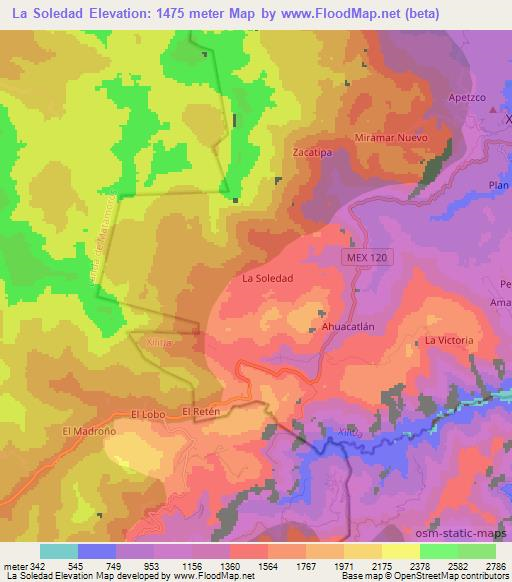La Soledad,Mexico Elevation Map