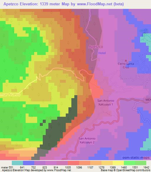 Apetzco,Mexico Elevation Map