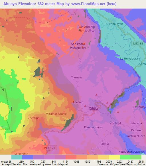 Ahuayo,Mexico Elevation Map