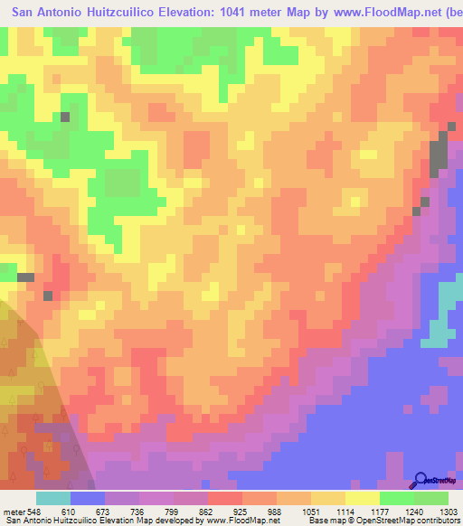 San Antonio Huitzcuilico,Mexico Elevation Map