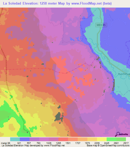 La Soledad,Mexico Elevation Map