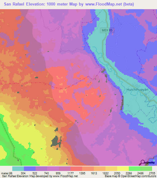 San Rafael,Mexico Elevation Map