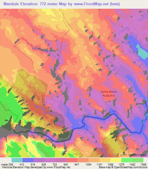 Mandule,Mexico Elevation Map