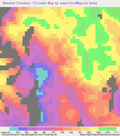 Mandule,Mexico Elevation Map