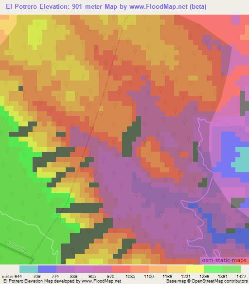 El Potrero,Mexico Elevation Map