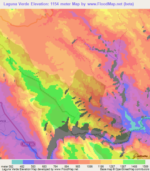 Laguna Verde,Mexico Elevation Map