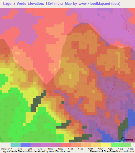 Laguna Verde,Mexico Elevation Map