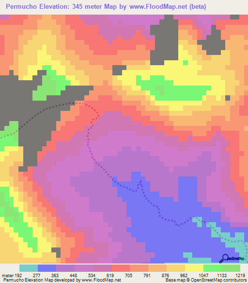 Permucho,Mexico Elevation Map