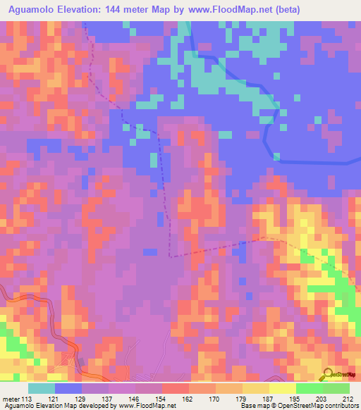 Aguamolo,Mexico Elevation Map