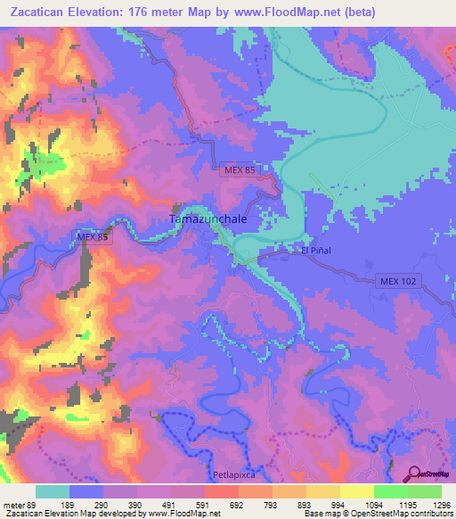 Zacatican,Mexico Elevation Map