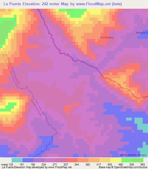 La Puerta,Mexico Elevation Map