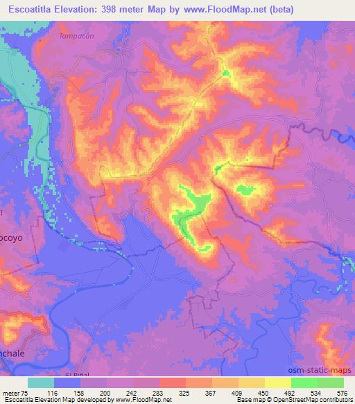 Escoatitla,Mexico Elevation Map