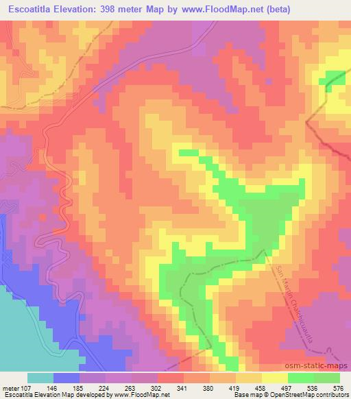 Escoatitla,Mexico Elevation Map