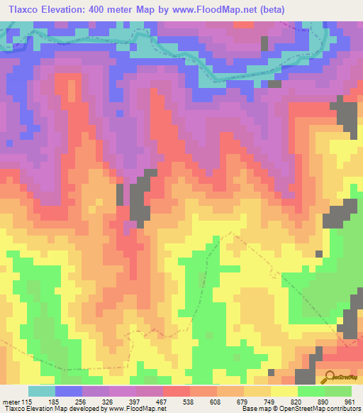 Tlaxco,Mexico Elevation Map