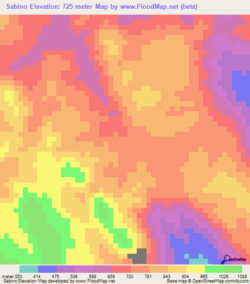 Sabino,Mexico Elevation Map