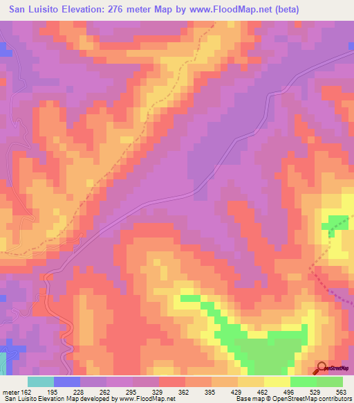 San Luisito,Mexico Elevation Map