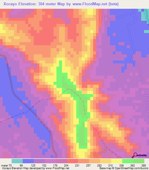 Xocayo,Mexico Elevation Map