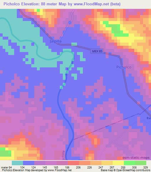 Picholco,Mexico Elevation Map