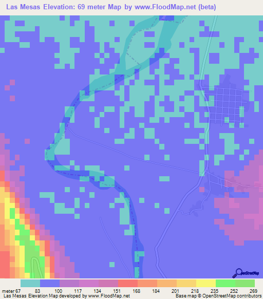 Las Mesas,Mexico Elevation Map