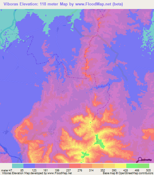 Viboras,Mexico Elevation Map