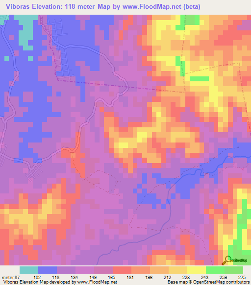 Viboras,Mexico Elevation Map