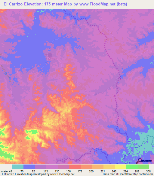 El Carrizo,Mexico Elevation Map