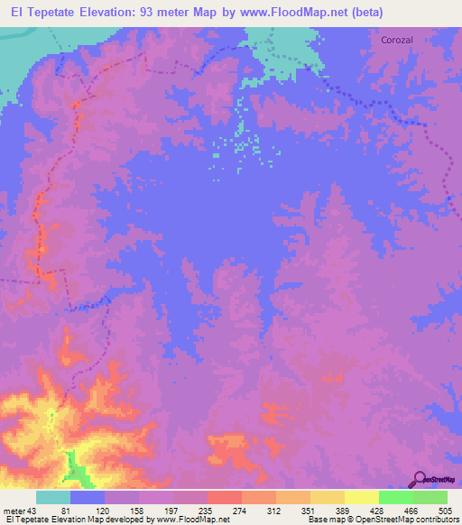 El Tepetate,Mexico Elevation Map