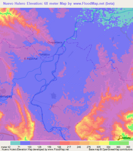 Nuevo Hulero,Mexico Elevation Map