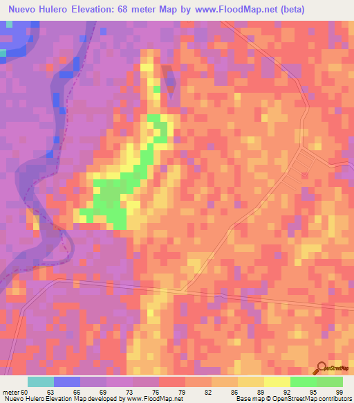 Nuevo Hulero,Mexico Elevation Map