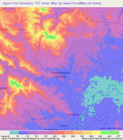 Agua Fria,Mexico Elevation Map