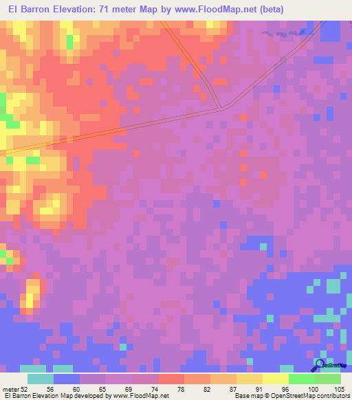 El Barron,Mexico Elevation Map