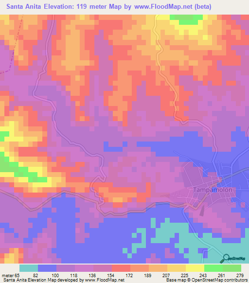 Santa Anita,Mexico Elevation Map