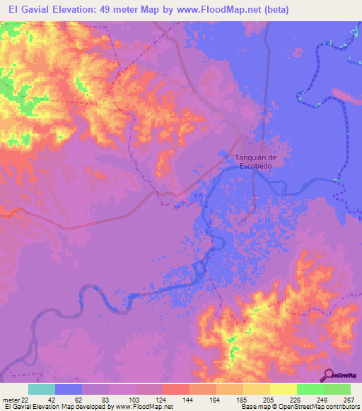 El Gavial,Mexico Elevation Map