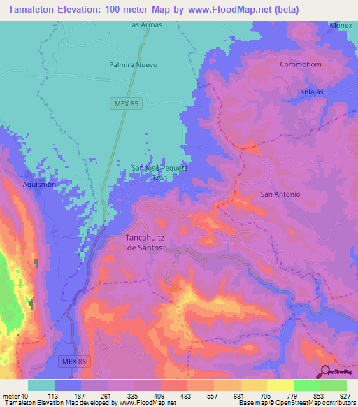 Tamaleton,Mexico Elevation Map