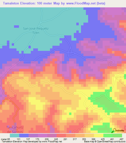 Tamaleton,Mexico Elevation Map