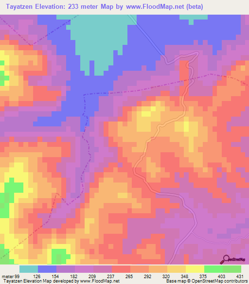 Tayatzen,Mexico Elevation Map