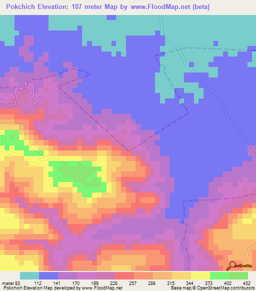 Pokchich,Mexico Elevation Map