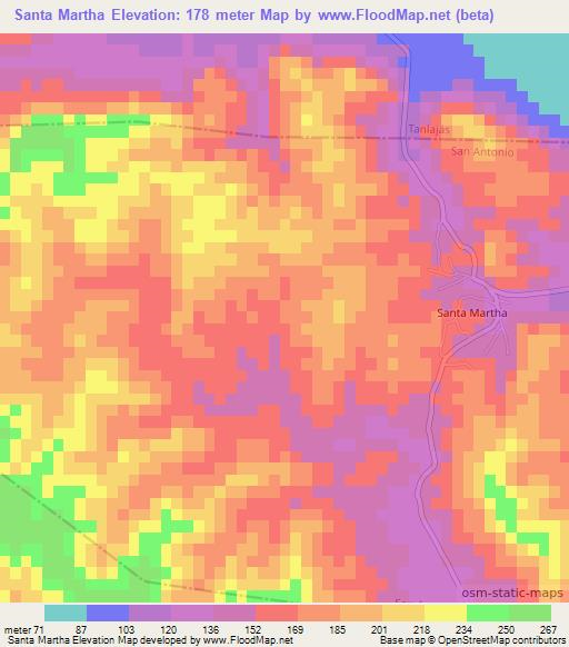 Santa Martha,Mexico Elevation Map