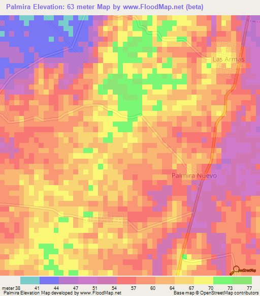 Palmira,Mexico Elevation Map