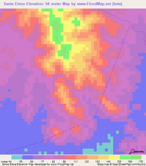 Santa Elena,Mexico Elevation Map