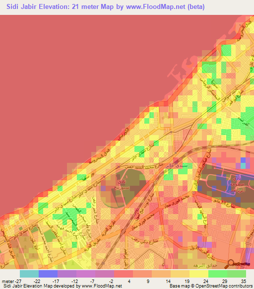 Sidi Jabir,Egypt Elevation Map