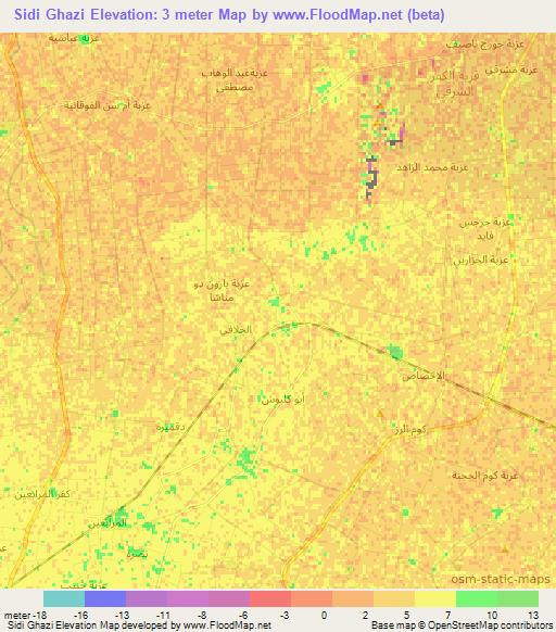 Sidi Ghazi,Egypt Elevation Map