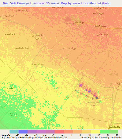 Naj` Sidi Dumayn,Egypt Elevation Map