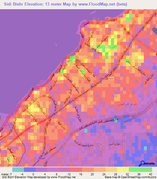 Sidi Bishr,Egypt Elevation Map