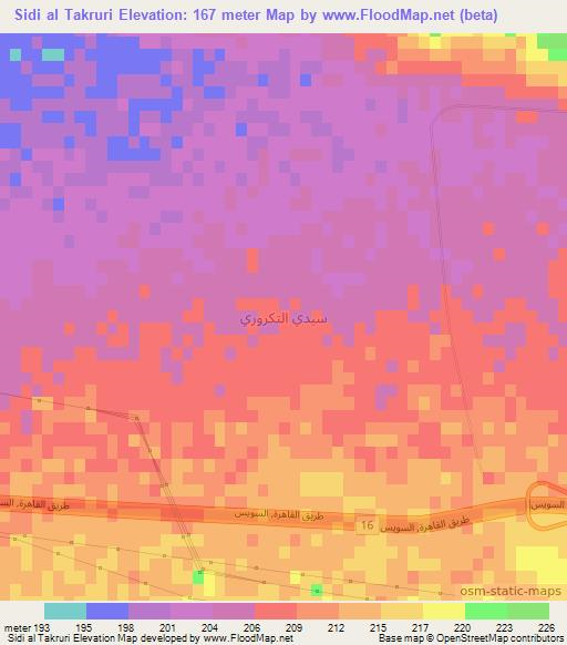 Sidi al Takruri,Egypt Elevation Map