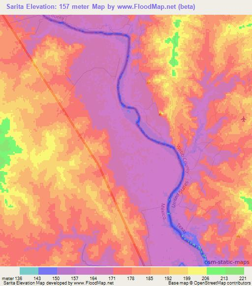 Sarita,Mexico Elevation Map