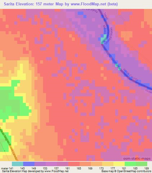 Sarita,Mexico Elevation Map