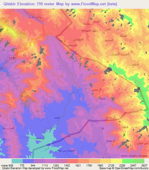 Qitabir,Saudi Arabia Elevation Map