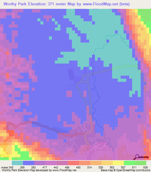 Worthy Park,Jamaica Elevation Map