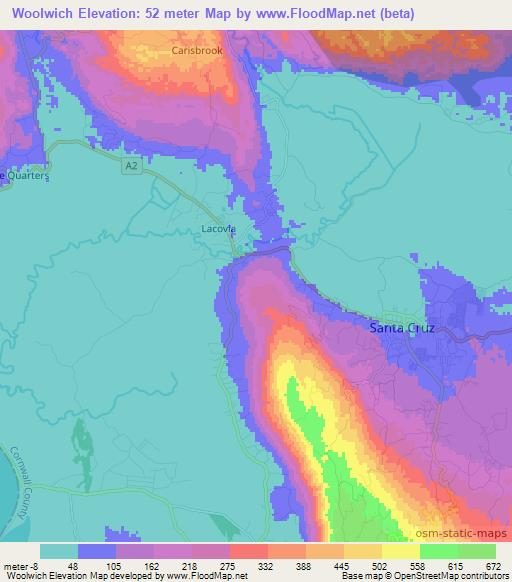 Woolwich,Jamaica Elevation Map